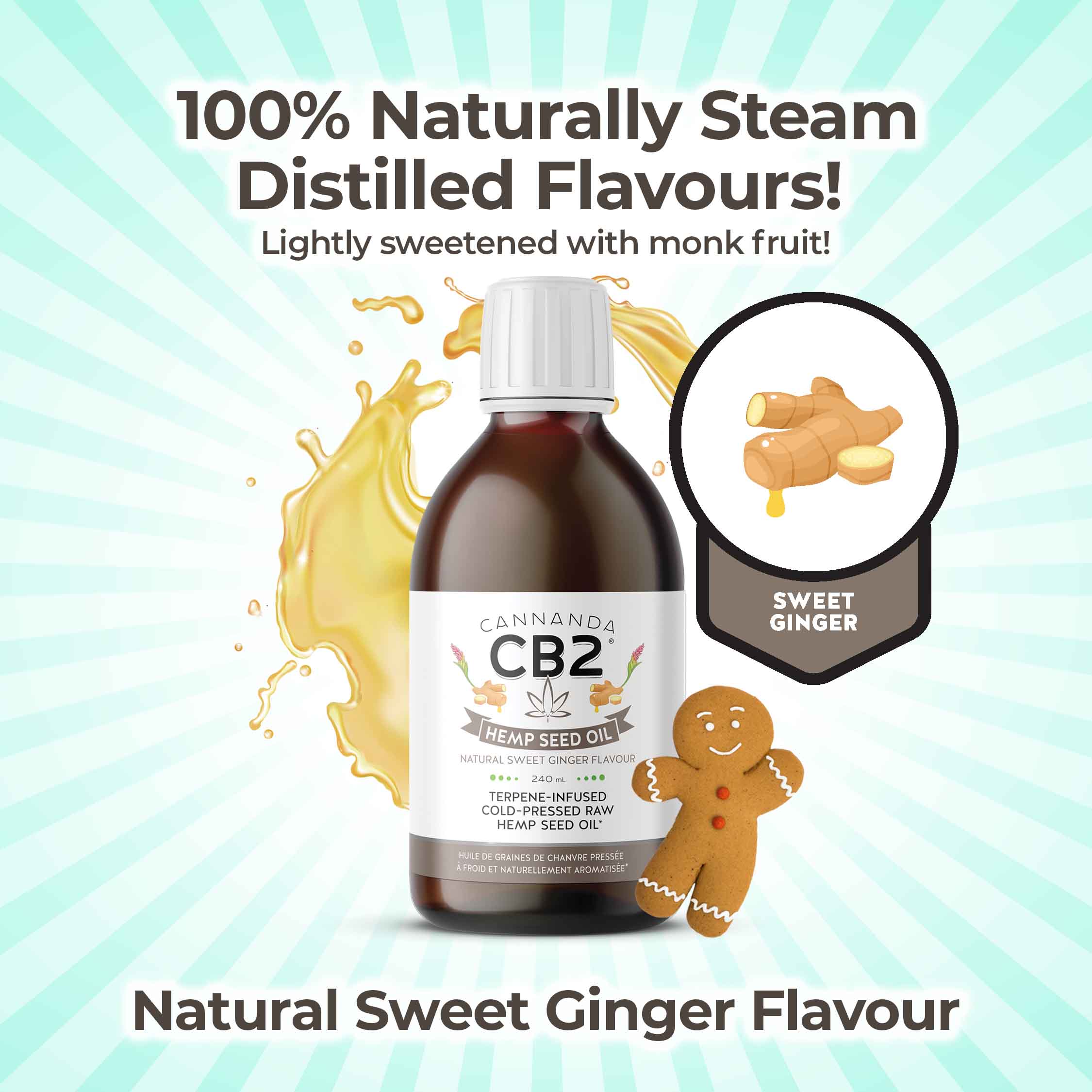 All flavors are 100% naturally steam-distilled. Lightly sweeteed with monk fruit.